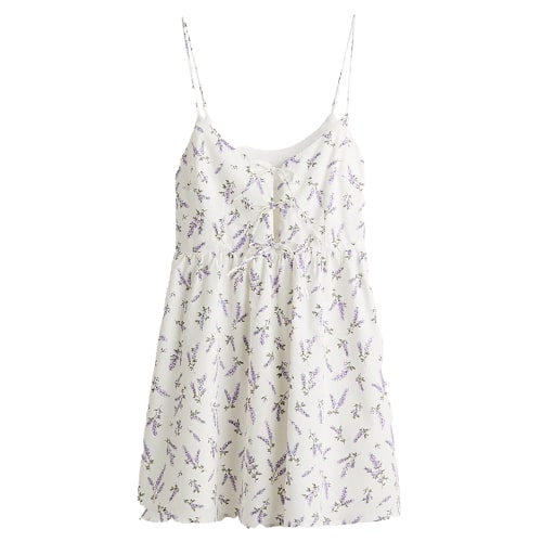 H&M Floral TIE-DETAIL POPLIN DRESS